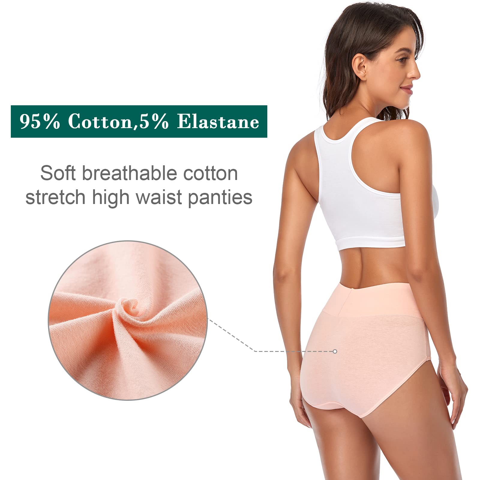 Annenmy Women's High Waist Cotton Underwear - Soft Breathable Brief Panties for Everyday Comfort - Regular & Plus Size (S-XXL) - Perfect for Workout, Yoga, and Daily Wear