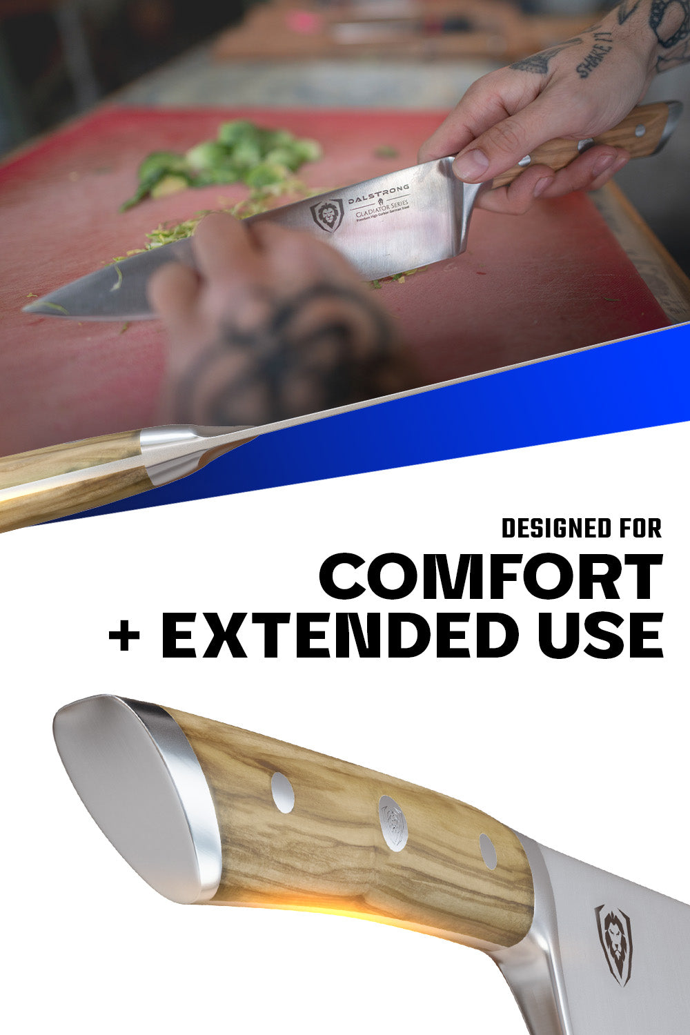 Dalstrong Gladiator Series 8-Inch Chef Knife with Olive Wood Handle - Professional Kitchen Knife for Slicing, Dicing & Chopping - Perfect for Home Cooks & Professional Chefs