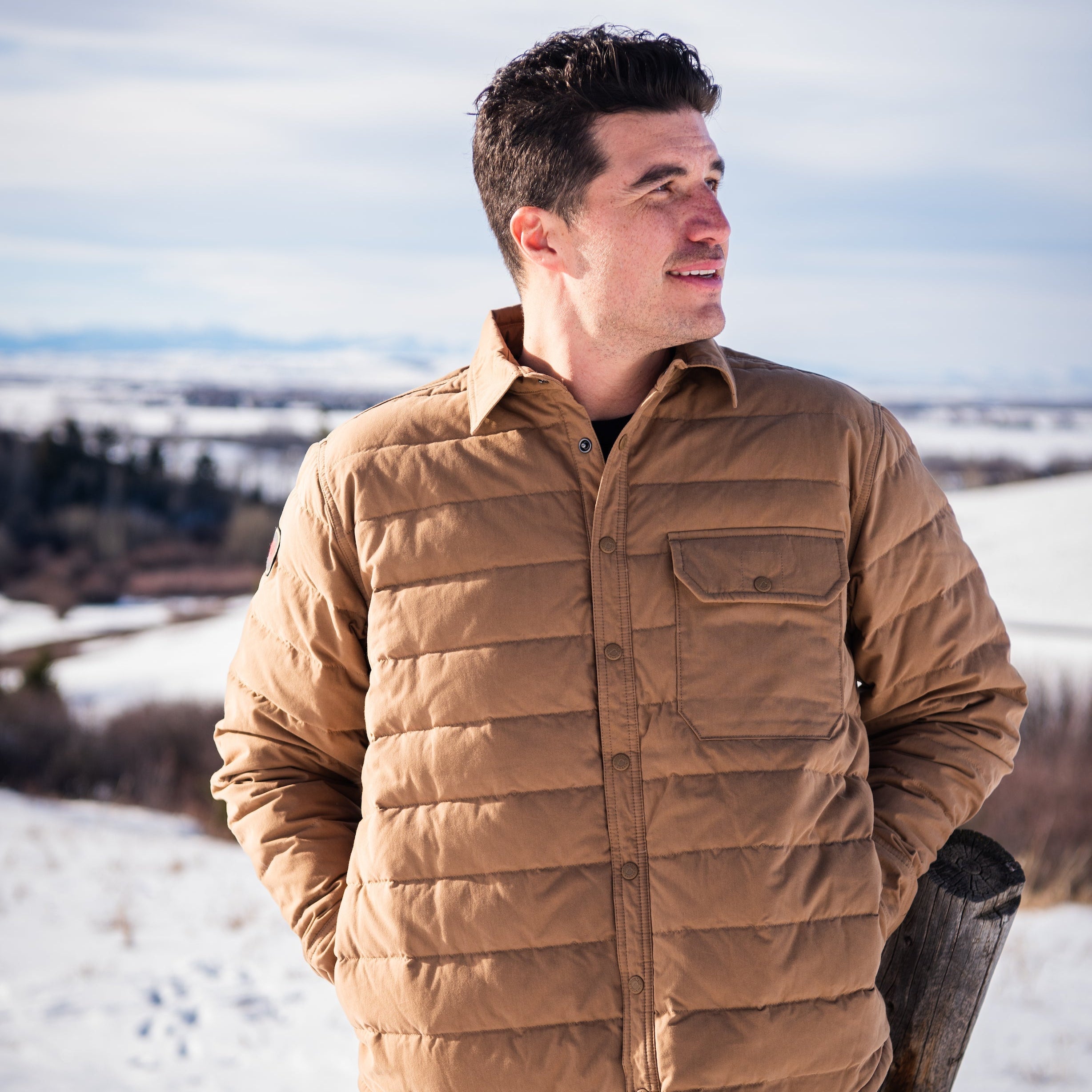 Pine Peak Down Shirt Jacket for Men - Lightweight Warm Winter Coat, Water-Resistant Outdoor Puffer Jacket - Perfect for Hiking, Camping & Cold Weather Activities