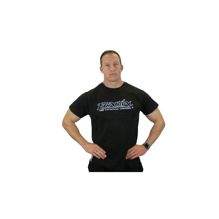 Brachial Muscle T-Shirt for Men - Black & White Gym Workout Shirt for Bodybuilding & Fitness Training