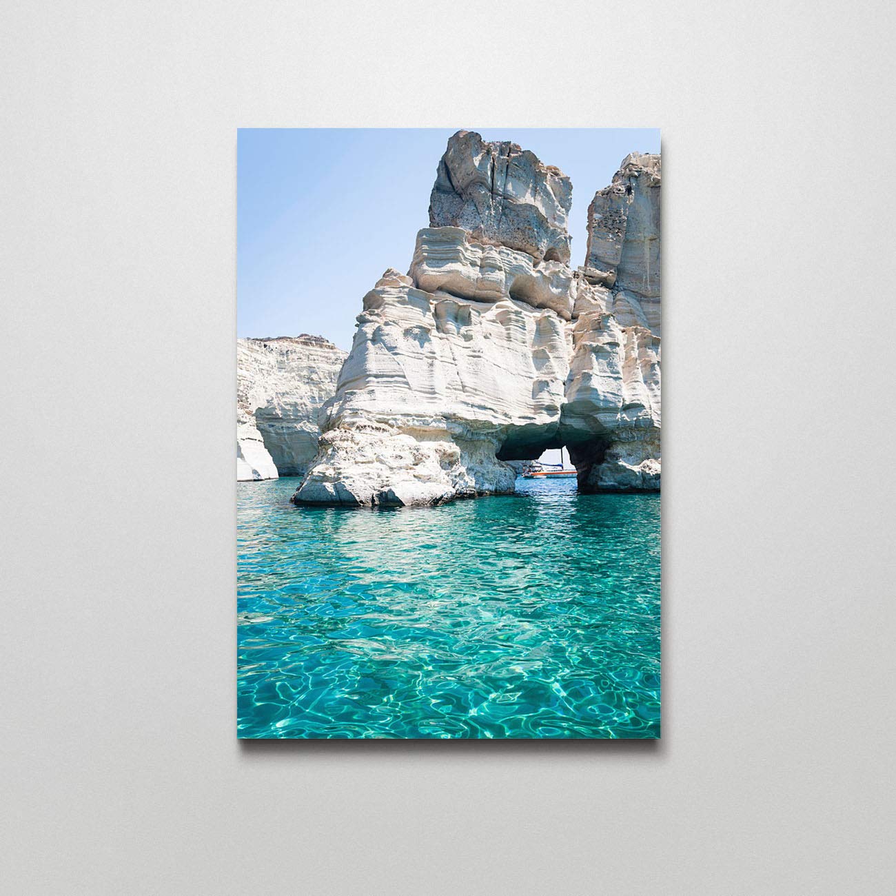 Kleftiko Milos Island Cyclades Greece Canvas Wall Art - 12x16 Inch Island Themed Print for Bedroom & Living Room Decor | Perfect for Beach House, Vacation Home or Mediterranean Style Interior Design