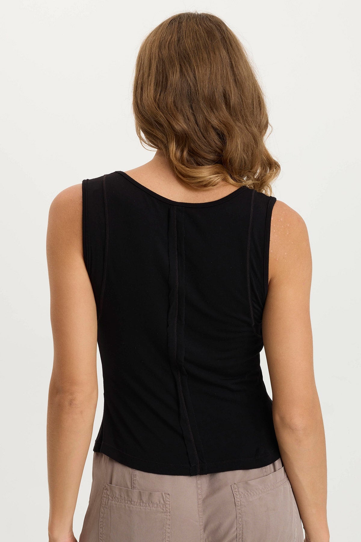 Bano Jersey Ruched Panel Tank Top for Women - Soft Stretchy Summer Casual Wear - Perfect for Beach, Gym, and Everyday Outfits