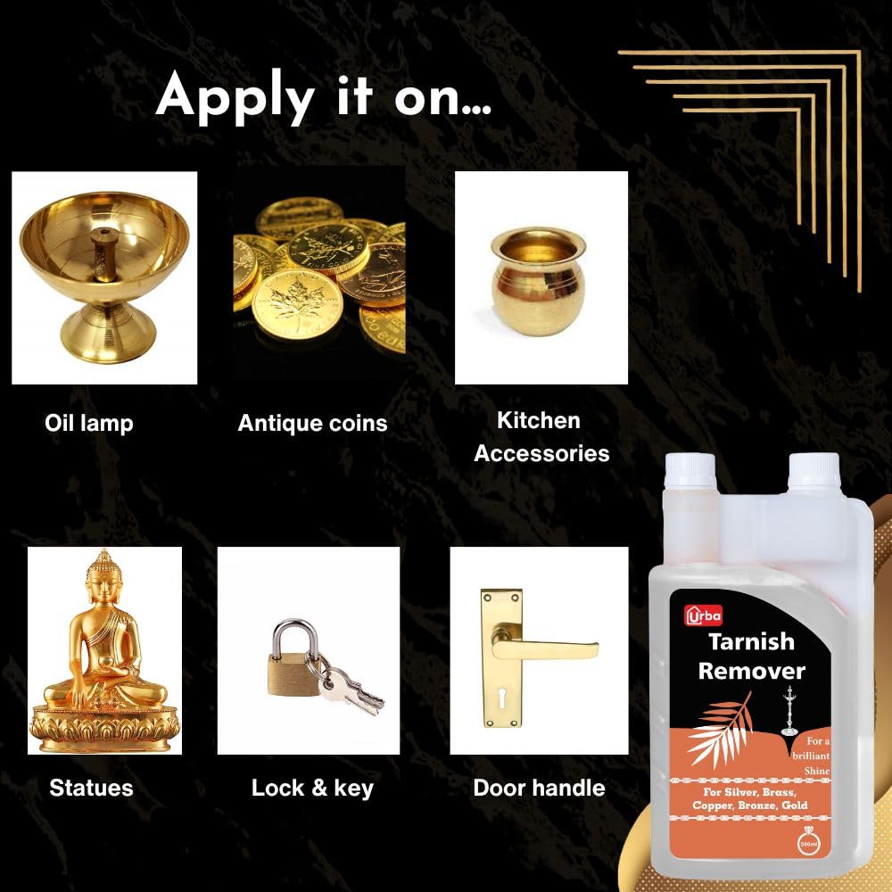 URBA New Silver Dip 500ml | Instant Silver Cleaner & Brass Cleaning Liquid for Jewelry, Utensils & Pooja Items | Non-Tarnish Formula for Sparkling Clean Without Silver Loss | Perfect for Home Cleaning, Silverware Care & Religious Ceremonies