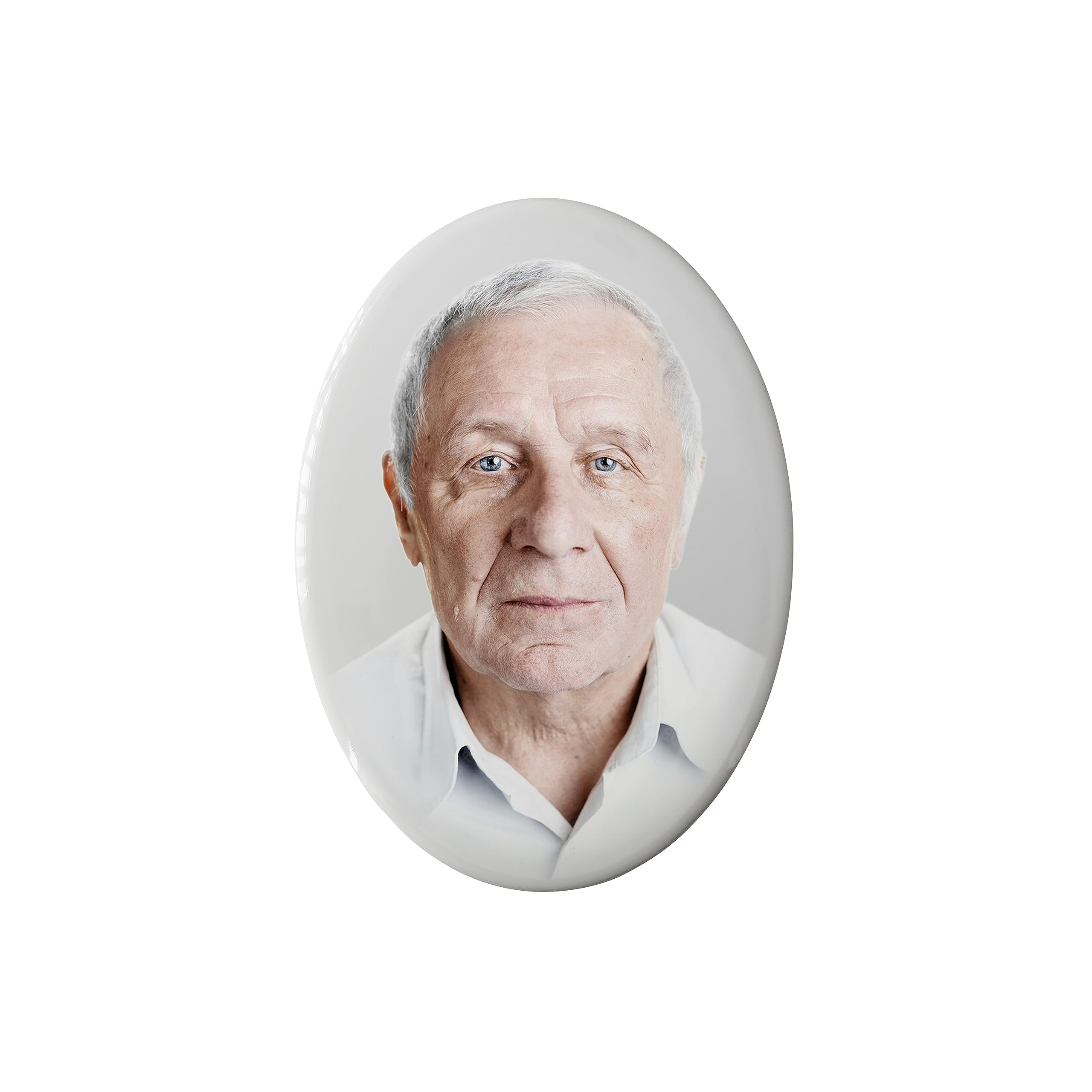 Personalized Ceramic Porcelain Oval Plaque for Headstones - Memorial Photo Plaque (5.12