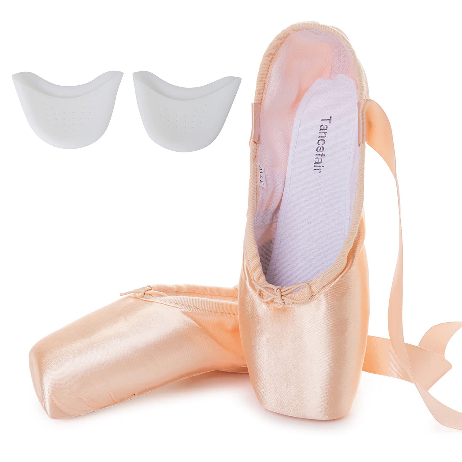YUDESEN Professional Ballet Pointe Shoes for Women & Girls - Premium Dance Shoes with Sewn Ribbon & Silicone Toe Pads - Perfect for Ballet Performances, Dance Classes & Recitals