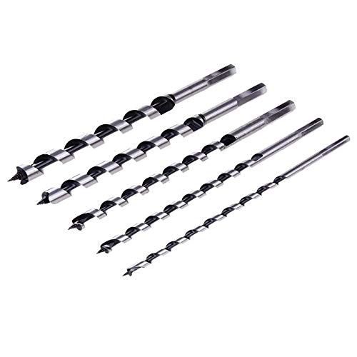 5PCS 230mm Extra Long Brad Point Wood Drill Bit Set - High Speed Steel Woodworking Tools for Cabinetry, Furniture Making & DIY Projects