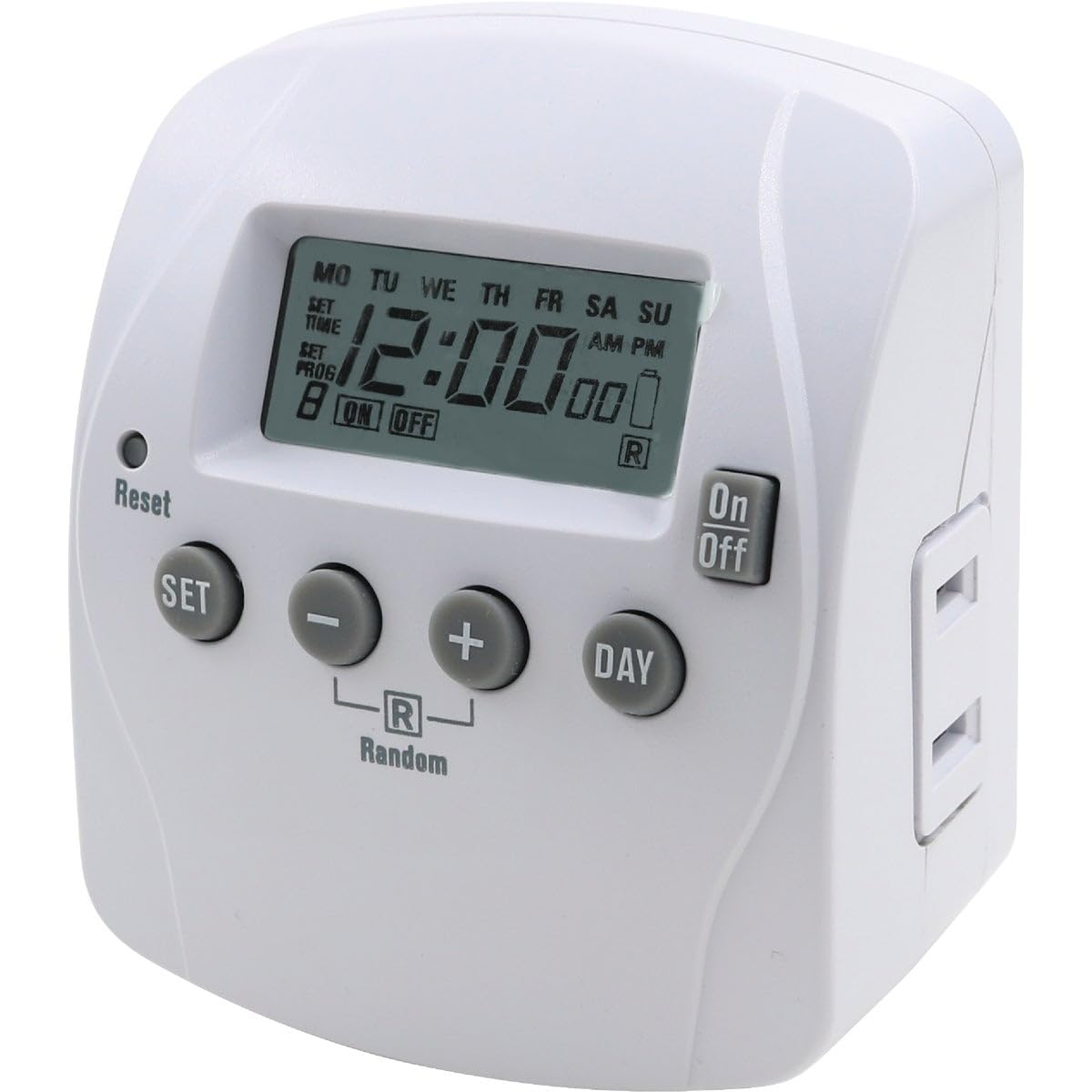 Prime Wire & Cable TND002 2-Outlet 7 Day Digital Timer with 8 Settings - Programmable Electrical Outlet Timer for Home, Office & Holiday Lights - Energy Saving & Convenient Automation Solution