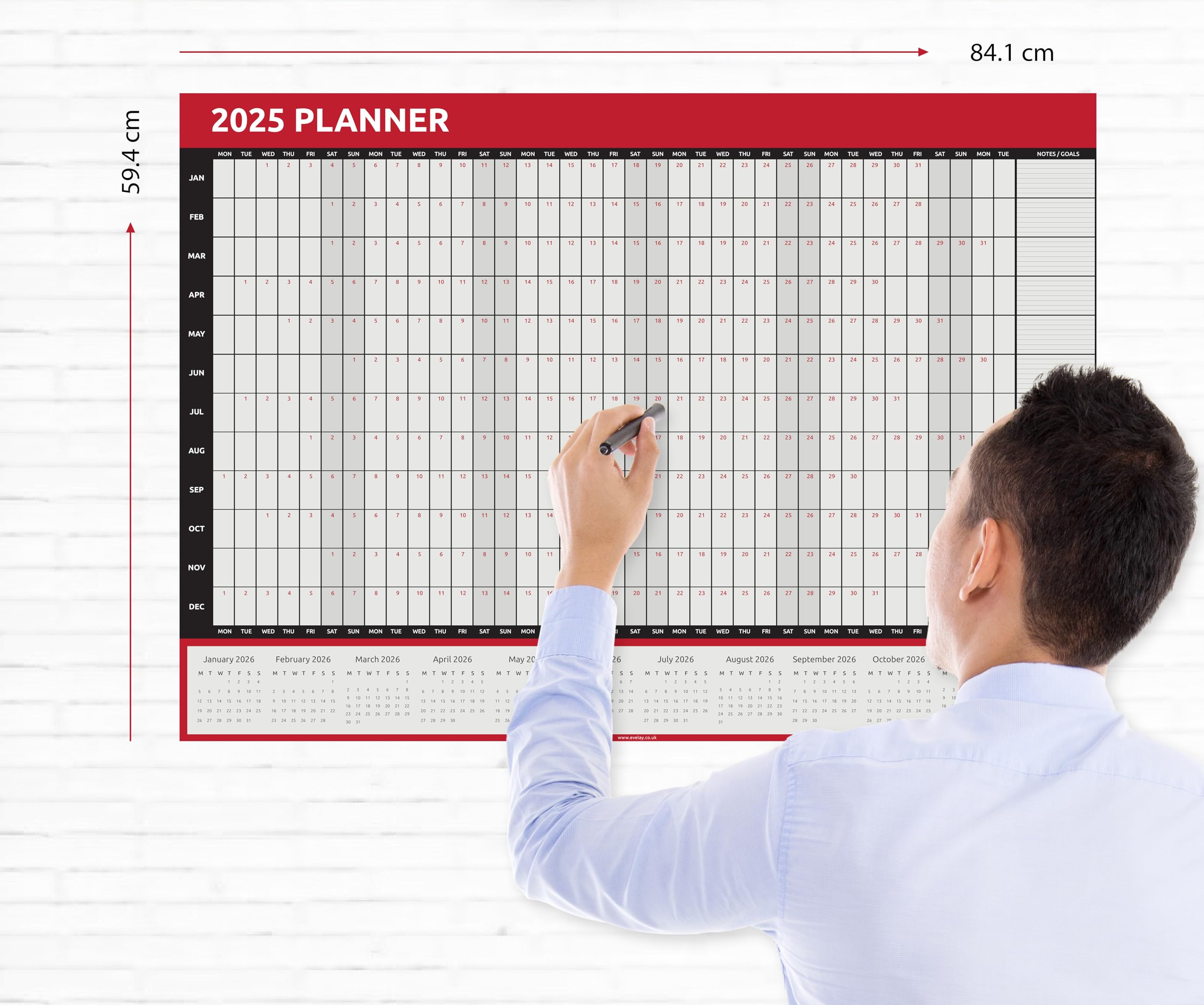 Evelay 2025 Wall Calendar Planner - A1 Size (33