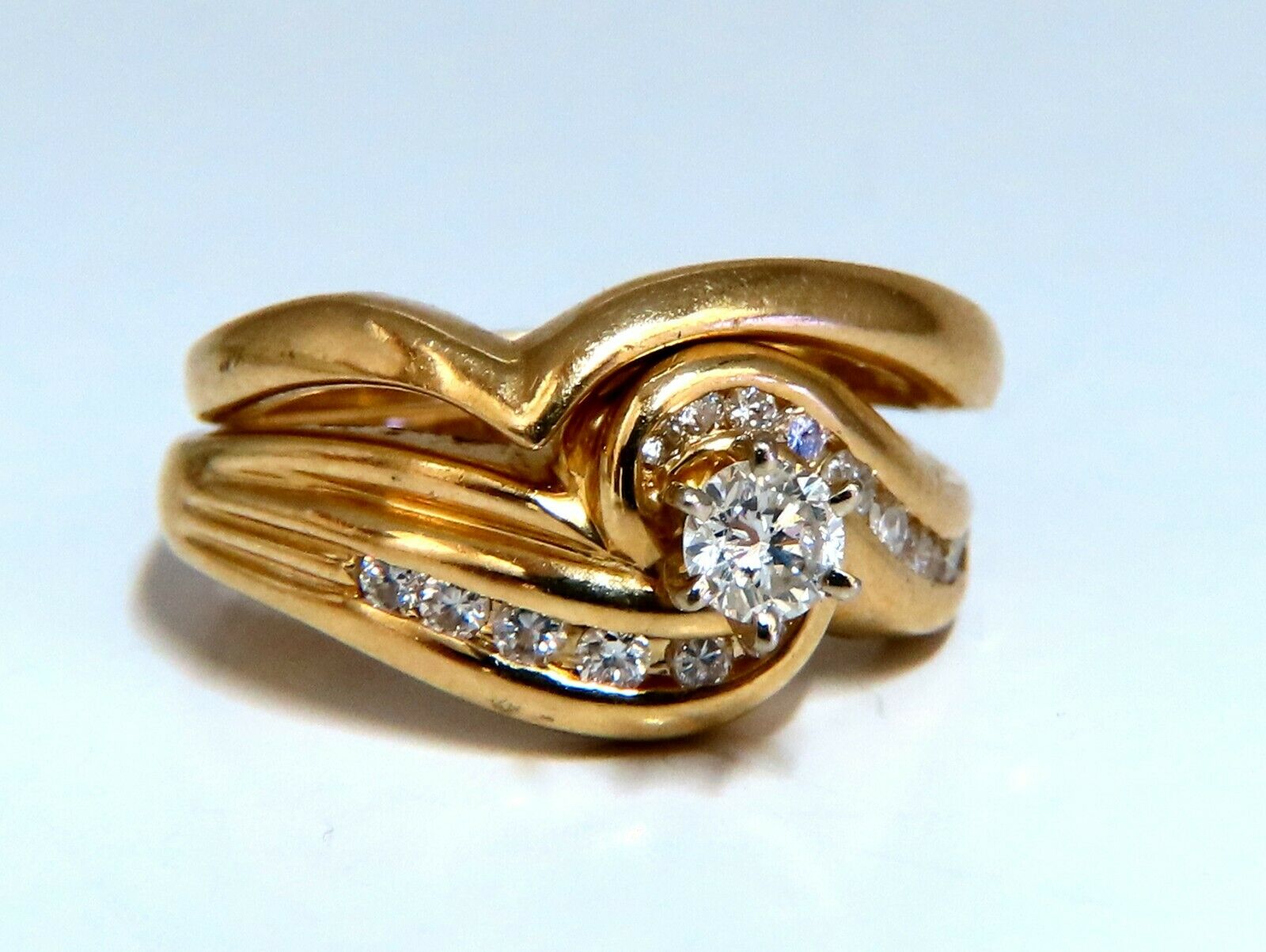 14K Gold 0.24 Carat Diamond Solitaire Engagement Ring with Wedding Band Set - Perfect for Proposals, Anniversaries & Bridal Jewelry