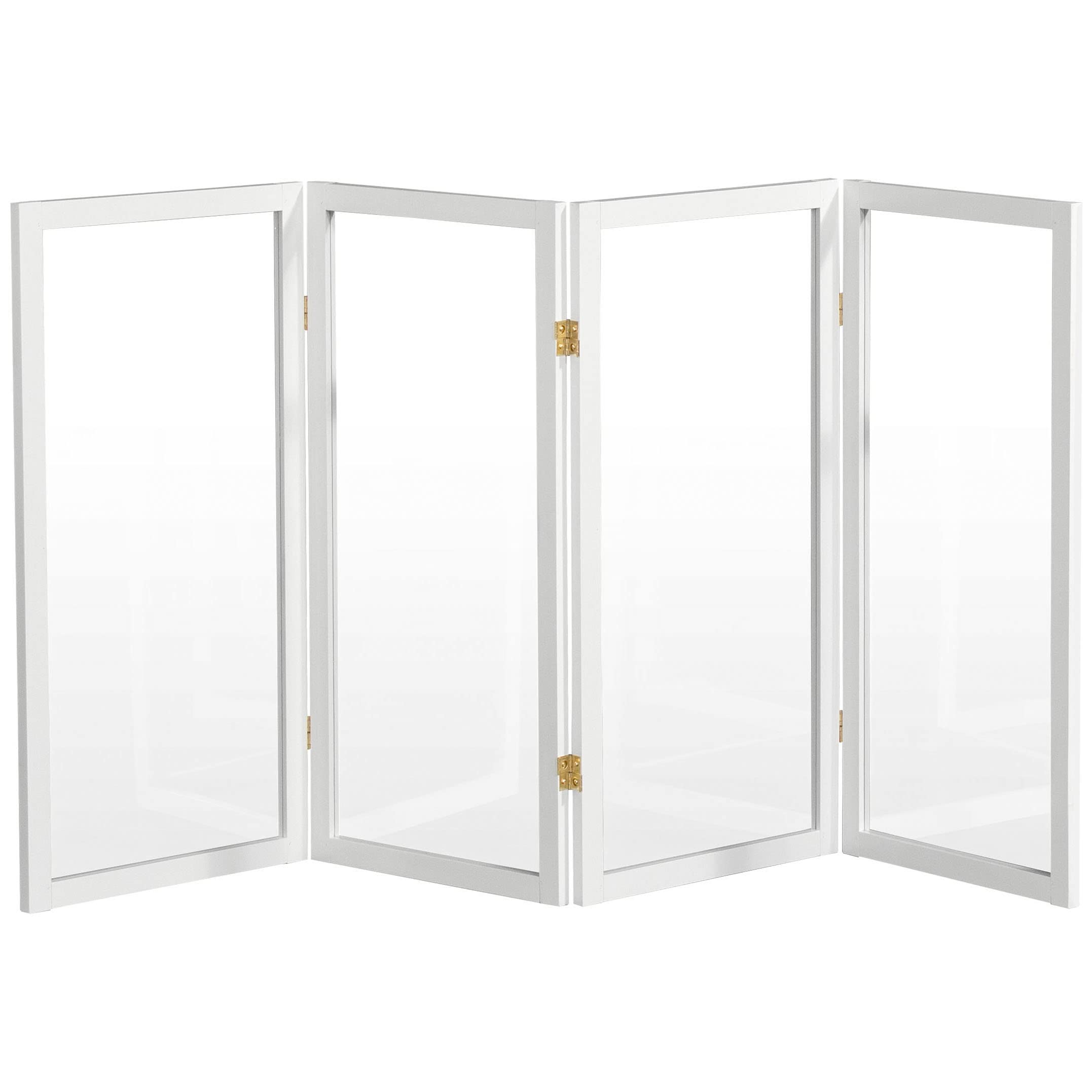 3 ft. Short Clear Plastic Partition White 4 Panel - Office Desk Divider, Classroom Privacy Screen, Restaurant Table Shield - Perfect for Social Distancing & Workspace Organization