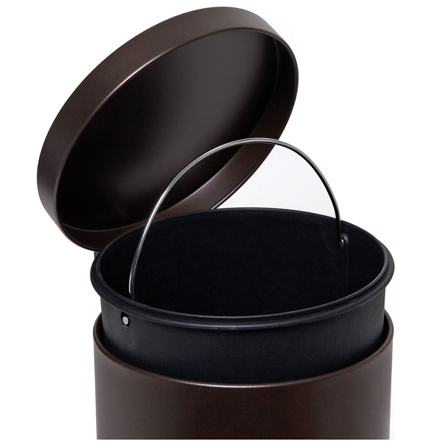 Rocky Mountain Goods 1.85 Gallon Small Step Trash Can - Heavy Duty Metal Foot Pedal Waste Bin with Removable Inner Pail - Perfect for Bathroom, Bedroom & Office - Venetian Bronze Finish | Space-Saving Solution for Homes & Workspaces