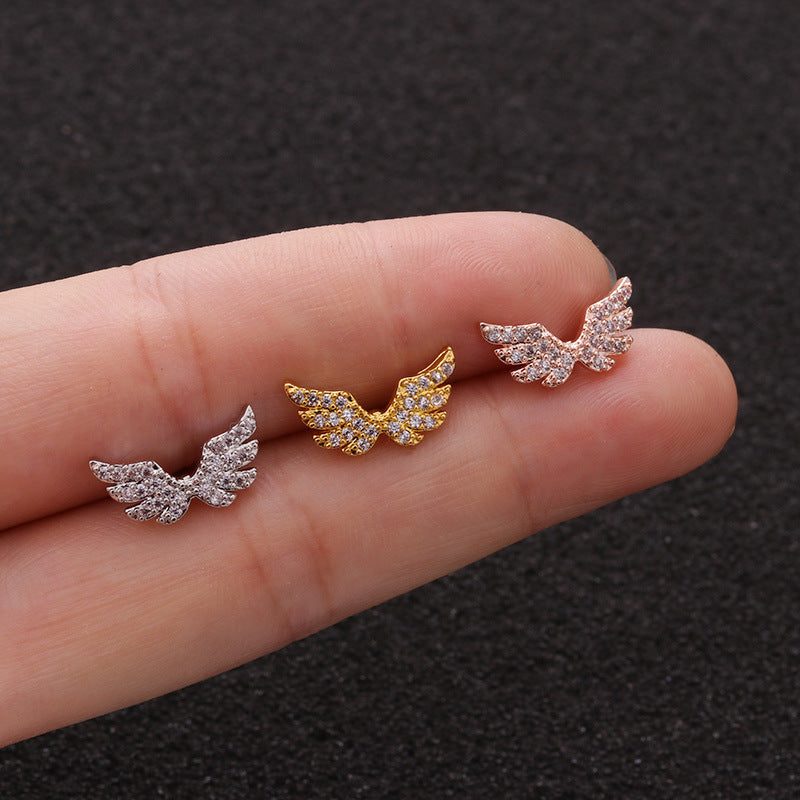 20G Cartilage Tiny Stud Earrings - Angel Wing Design Hypoallergenic Stainless Steel Earrings for Women | Perfect for Daily Wear, Gifts, and Special Occasions
