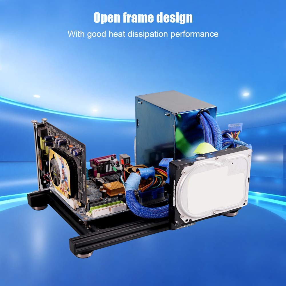 Mini ITX Open Air Frame PC Case - Aluminum ATX Power Support Motherboard Test Bench for Overclocking & PC Building | Ideal for Gaming Rigs, Workstations & DIY Computer Mods