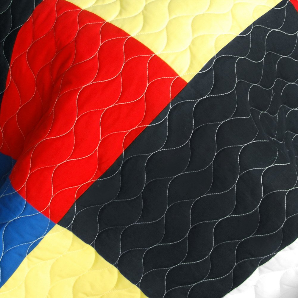 Fantastic Beauty Vermicelli-Quilted Patchwork Plaid Quilt Set Full/Queen Size - Cozy Bedding for Winter Nights & Farmhouse Bedroom Decor