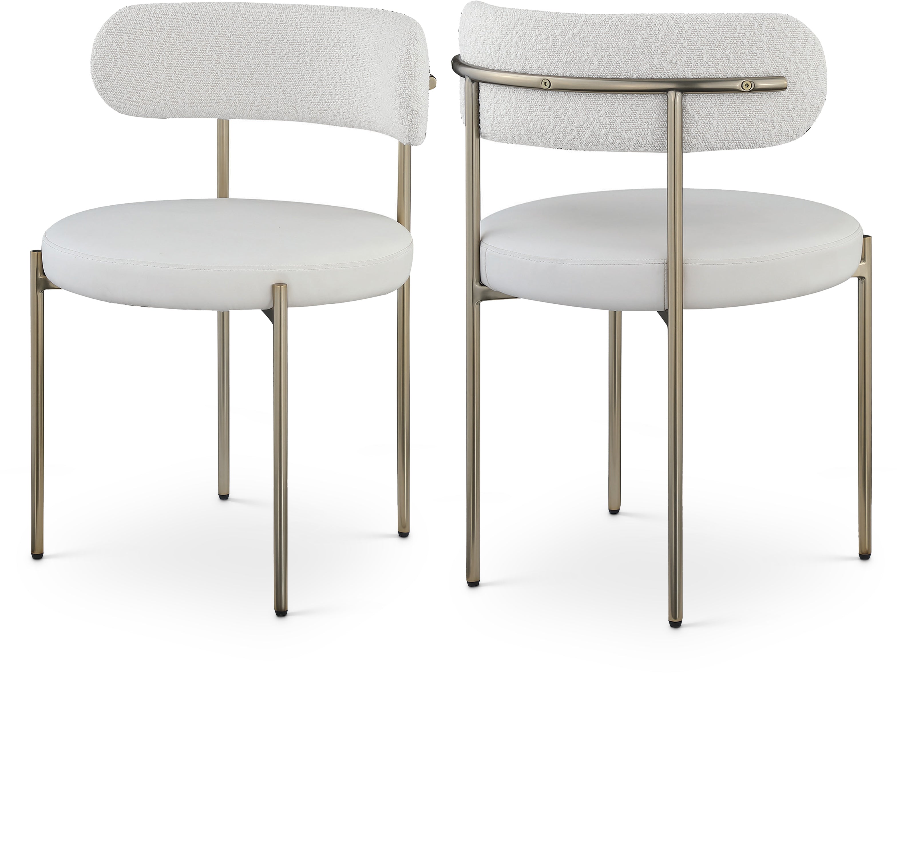 Vegan Leather & Boucle Fabric Dining Chair - Modern Comfortable Kitchen & Dining Room Seating for Home & Office Use