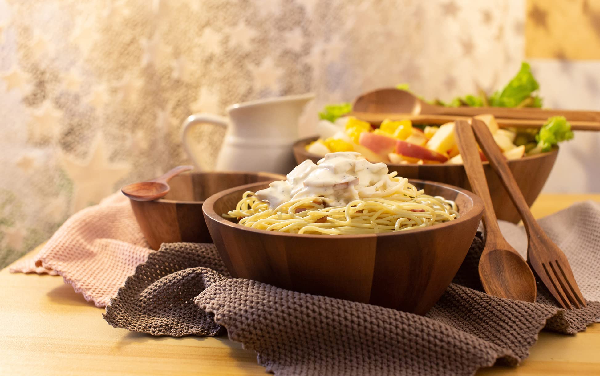 Premium Acacia Wood Nesting Bowl Set - 3 Sizes (9.5
