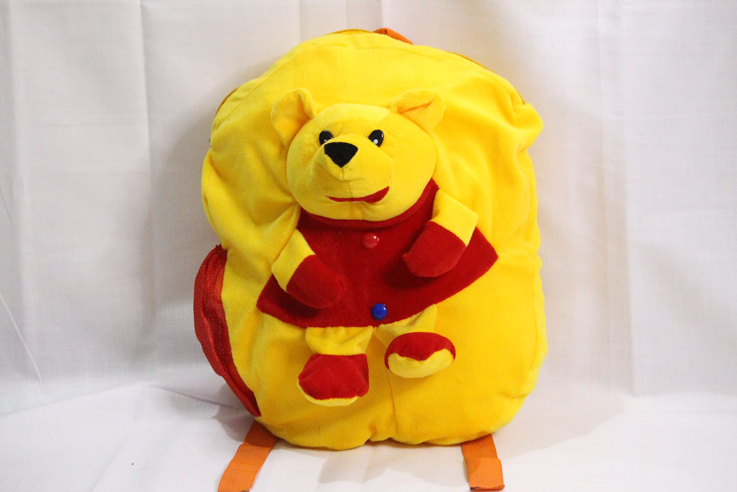 Soft Plush Kids' School Backpack - Cartoon Design Velvet Backpack for Nursery, Picnic, Travel & Daily Use (Pooh Bear Yellow, Multi-Color) - Perfect for Ages 2-6 Years | Great for School, Daycare & Family Outings