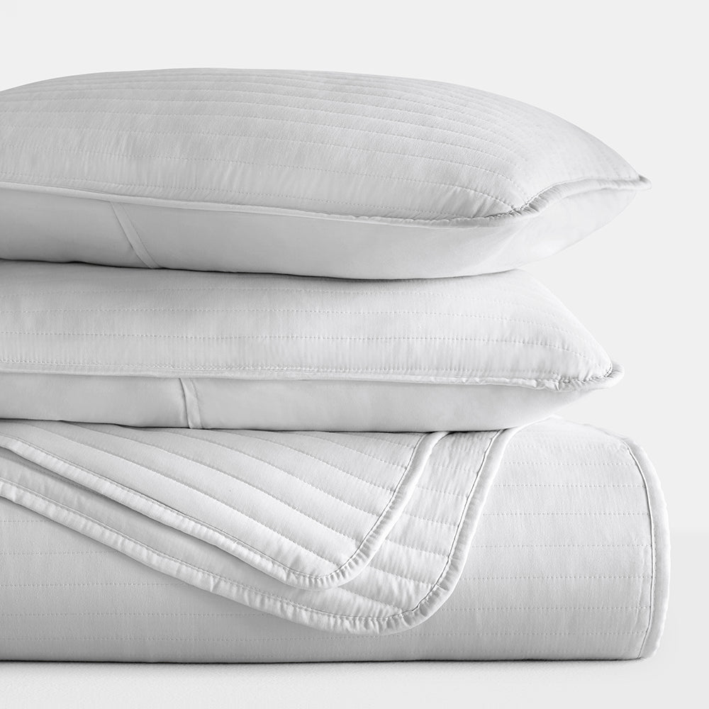 3 Piece Stripe Stitch Quilted Coverlet Set - Soft Bedspread for Queen/King Size Beds - Perfect for Cozy Bedroom Decor & Guest Room Styling