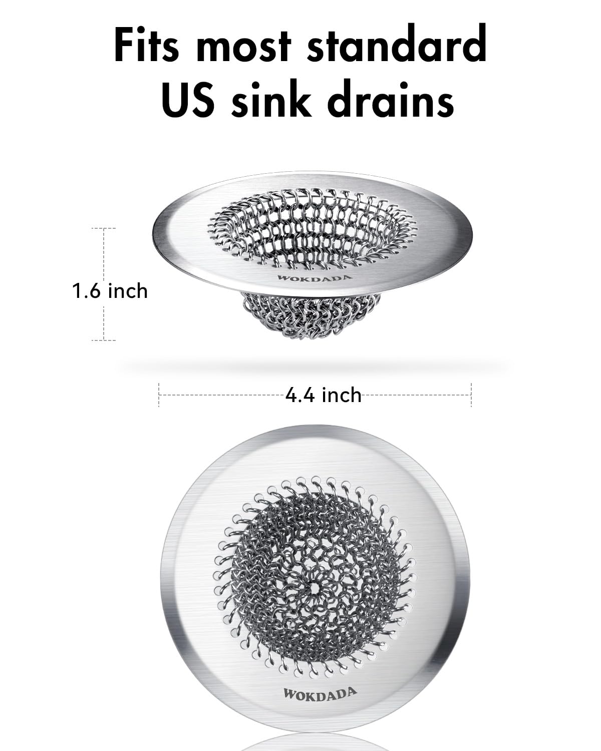 304 Stainless Steel Sink Drain Strainer - Reversible Easy Clean Mesh Garbage Disposal Food Catcher | Rust-Proof Kitchen Sink Filter for Smooth Drainage | Perfect for Home Kitchen, Restaurant & Commercial Use