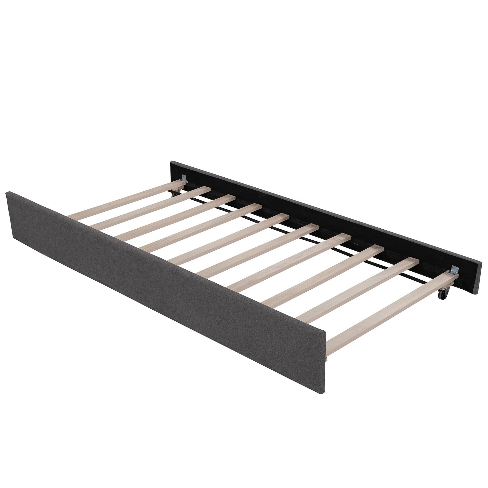 Full Size Upholstered Sofa Bed with Wood Frame & Trundle - 10-Slat Support System in Gray | Perfect for Guest Rooms, Small Apartments & Multi-Functional Living Spaces