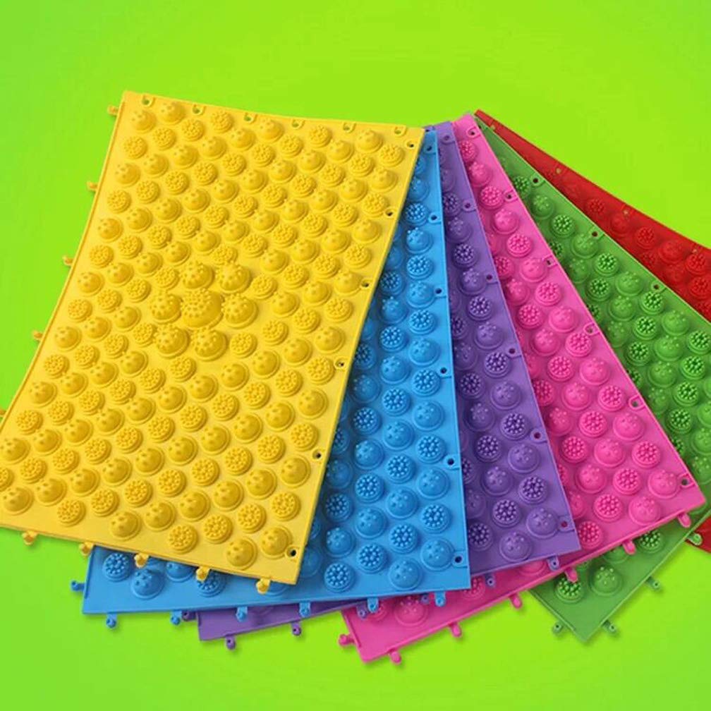 Acupressure Foot Massage Mat with Reflexology Points - 2 Pack Anti-Slip Yoga & Bathroom Mats for Pain Relief, Stress Relief & Improved Circulation - Perfect for Home Spa, Post-Workout Recovery & Relaxation (Yellow)