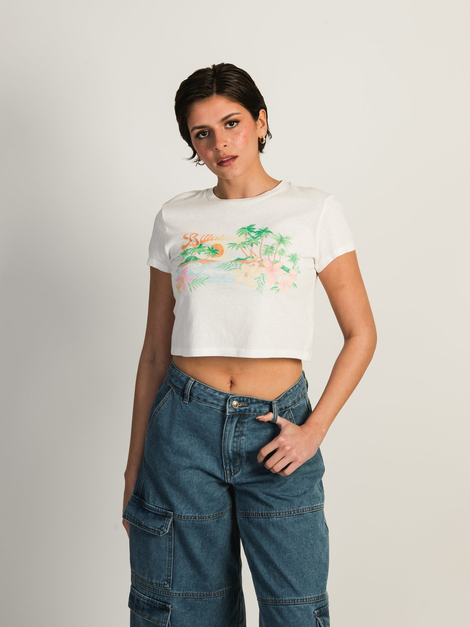 BILLABONG By The Sea Cropped T-Shirt for Women - Casual Beachwear & Summer Fashion - Perfect for Surfing, Travel, and Outdoor Activities