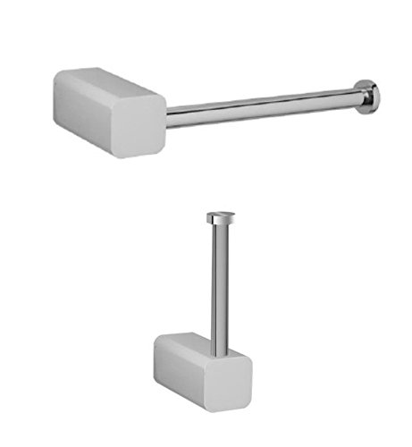 Jaclo 5401-STP-CB Cubix Single Post Toilet Paper Holder in Caramel Bronze - Modern Bathroom Tissue Roll Stand for Home, Hotel & Restroom Decor