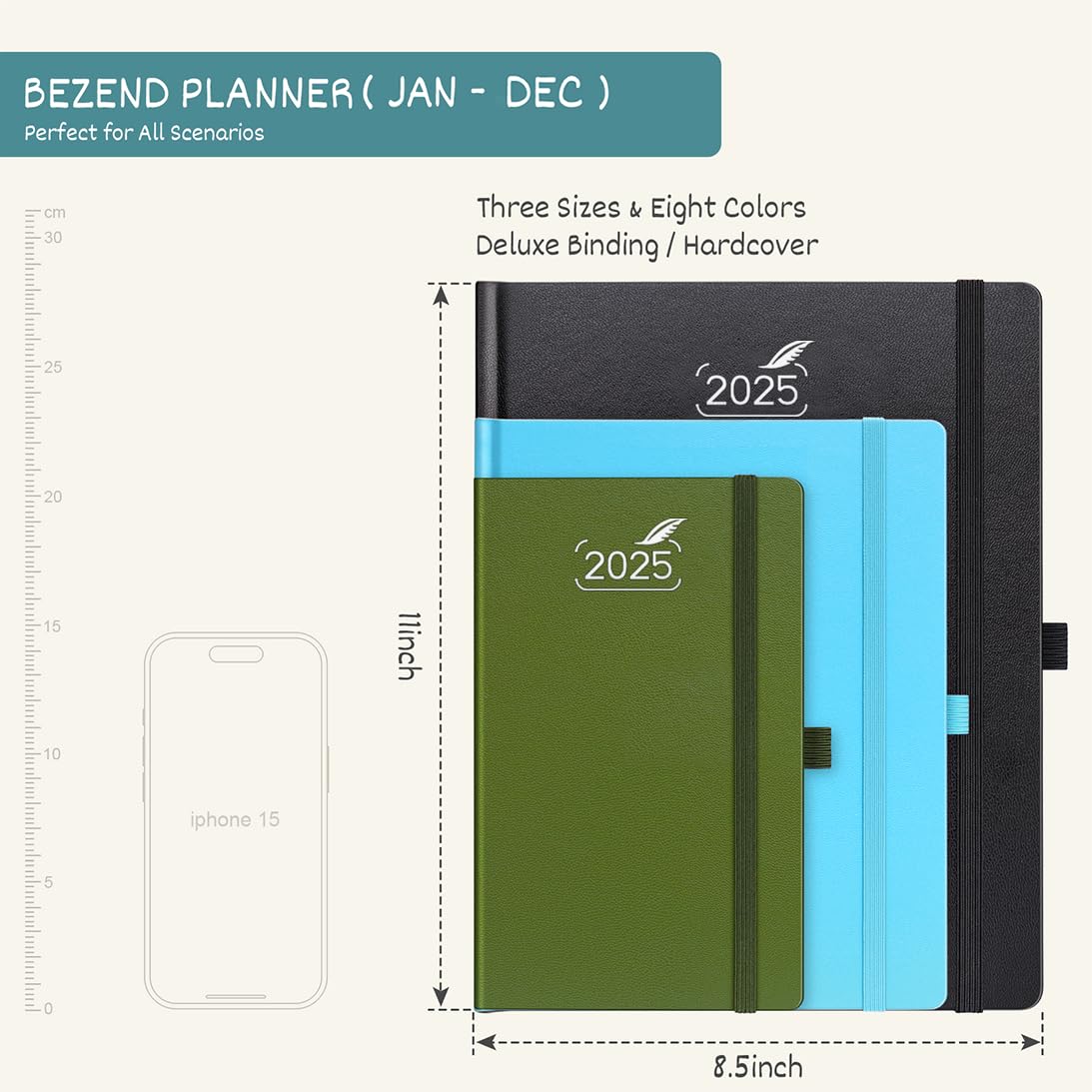 BEZEND 2025 Weekly Planner & Notebook - 8.5