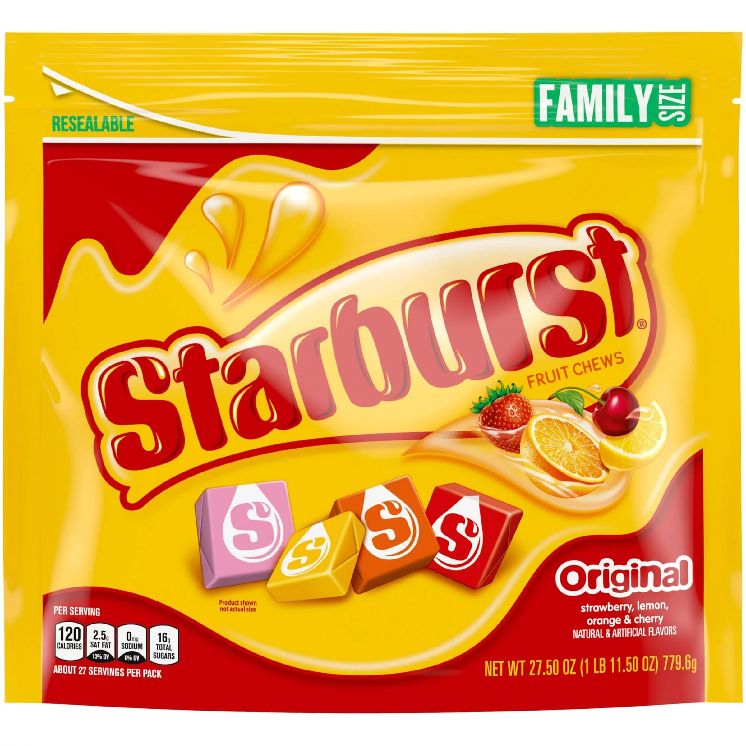 Starburst Original Fruit Chews Candy - Family Size 27.5oz Bag - Perfect for Halloween, Parties & Movie Nights