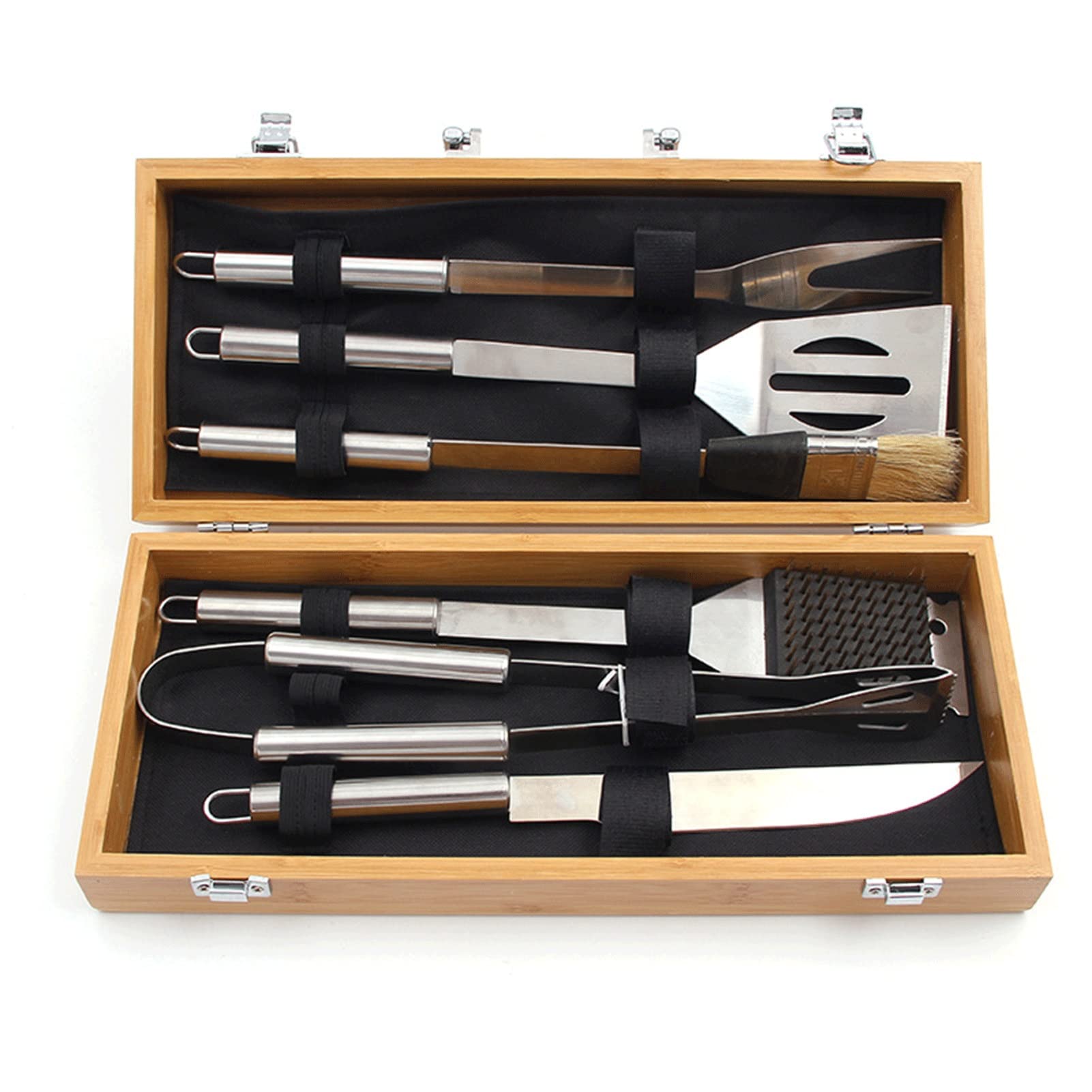 Premium Stainless Steel BBQ Grill Tool Set - 6-Piece Outdoor Portable Grilling Utensils with Hanging Loop for Camping, Backyard, Picnic & Tailgating Parties