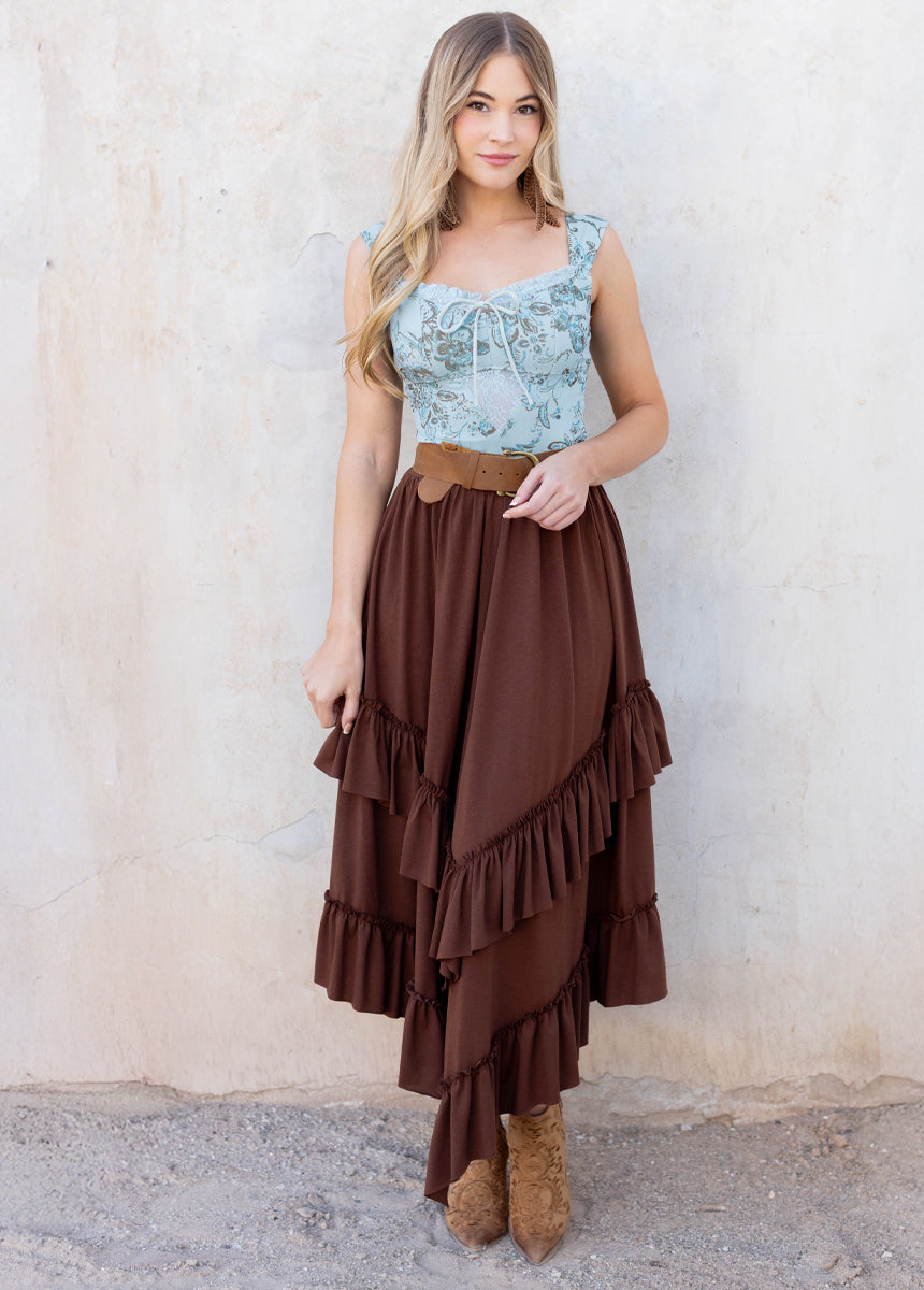 Pansey Steel Blue Floral Bodysuit for Women | Elegant Lace-Up Tops | Perfect for Date Nights & Summer Outfits