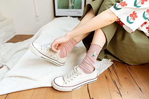 Benefeet Women's & Girls' Lace Sheer Mesh Slouch Socks - See Through Transparent Elegant Loose Tulle Decorated Socks for Casual Wear, Party Outfits & Fashion Accessories