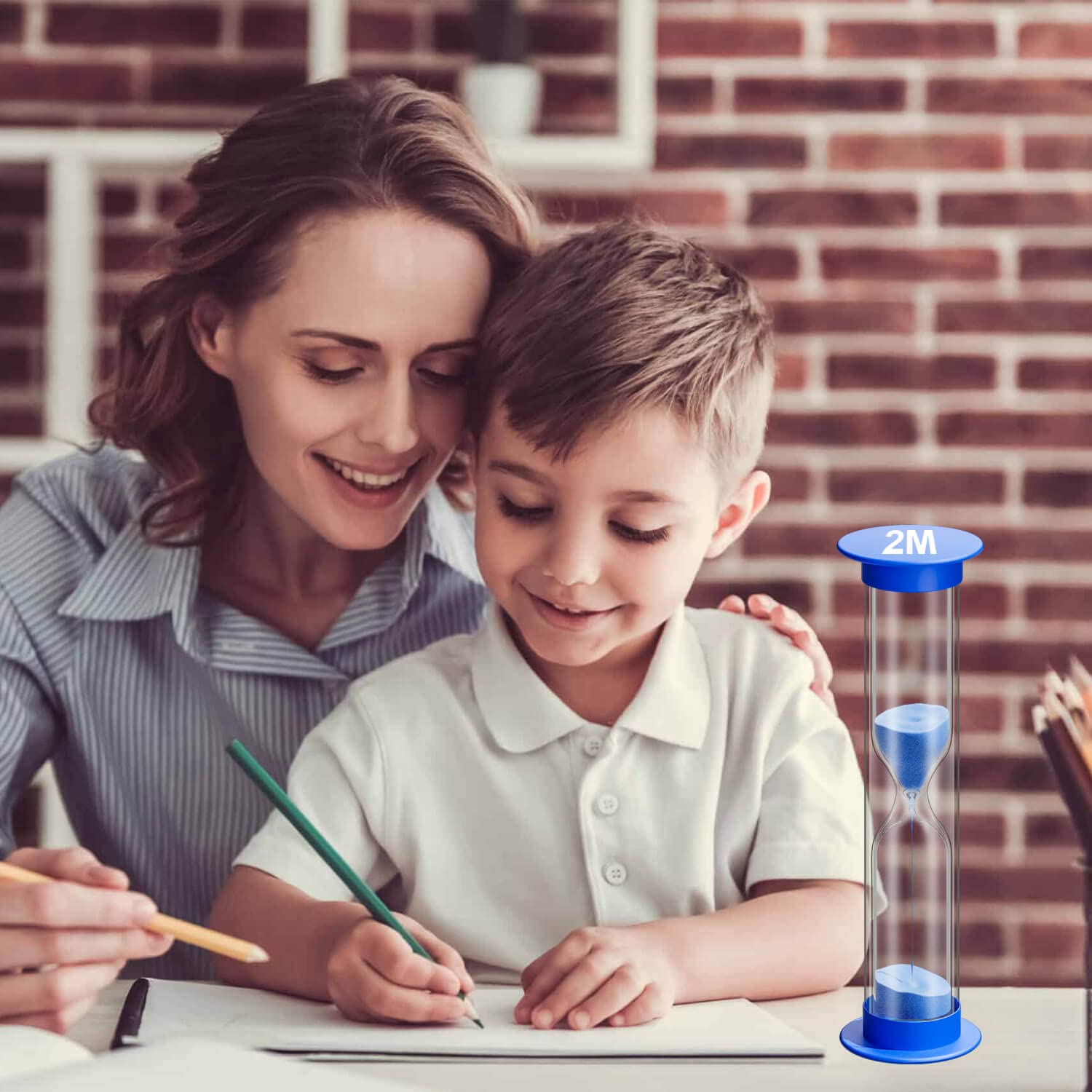 2 Minute Sand Timer for Kids - Unbreakable Acrylic Hourglass, Colorful Plastic Sand Clock for Classroom, Games & Toothbrushing - Blue Sandglass Timer for Time Management & Learning Activities