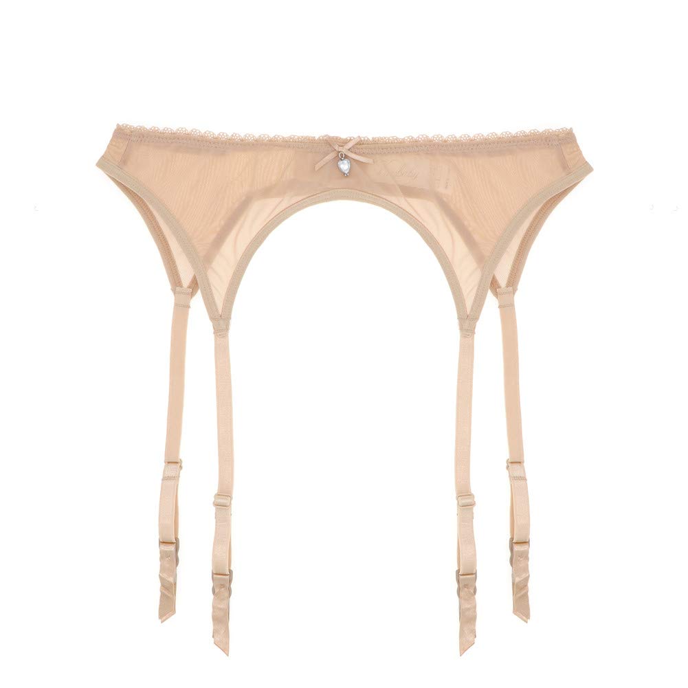 Varsmiss Women's Sexy Lace Garter Belt with See-Through Mesh Design for Stockings - Perfect for Lingerie, Boudoir, and Romantic Occasions