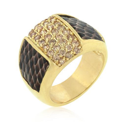 Pave Pink Snakeskin Ring - Elegant Cubic Zirconia Jewelry for Women | Perfect for Valentine's Day, Anniversary & Party Wear | Dainty Stackable Ring Gift Idea