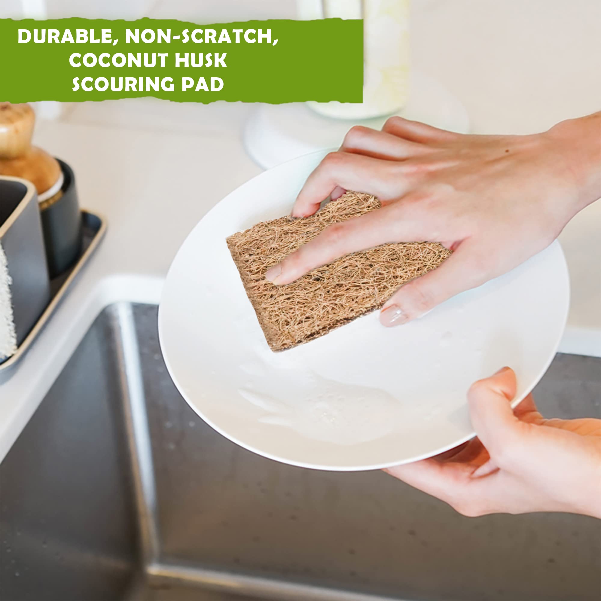 Eco-Friendly Coconut Scrubber Pads - Natural Dish Cleaning for Kitchen
