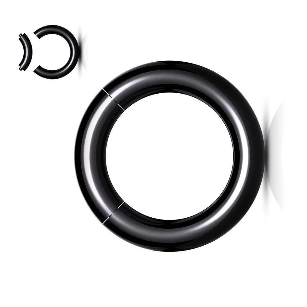 Black Acrylic Segment Rings - Captive Bead Body Jewelry for Belly Button, Nose & Lip Piercing - Trendy Punk & Gothic Fashion Accessories