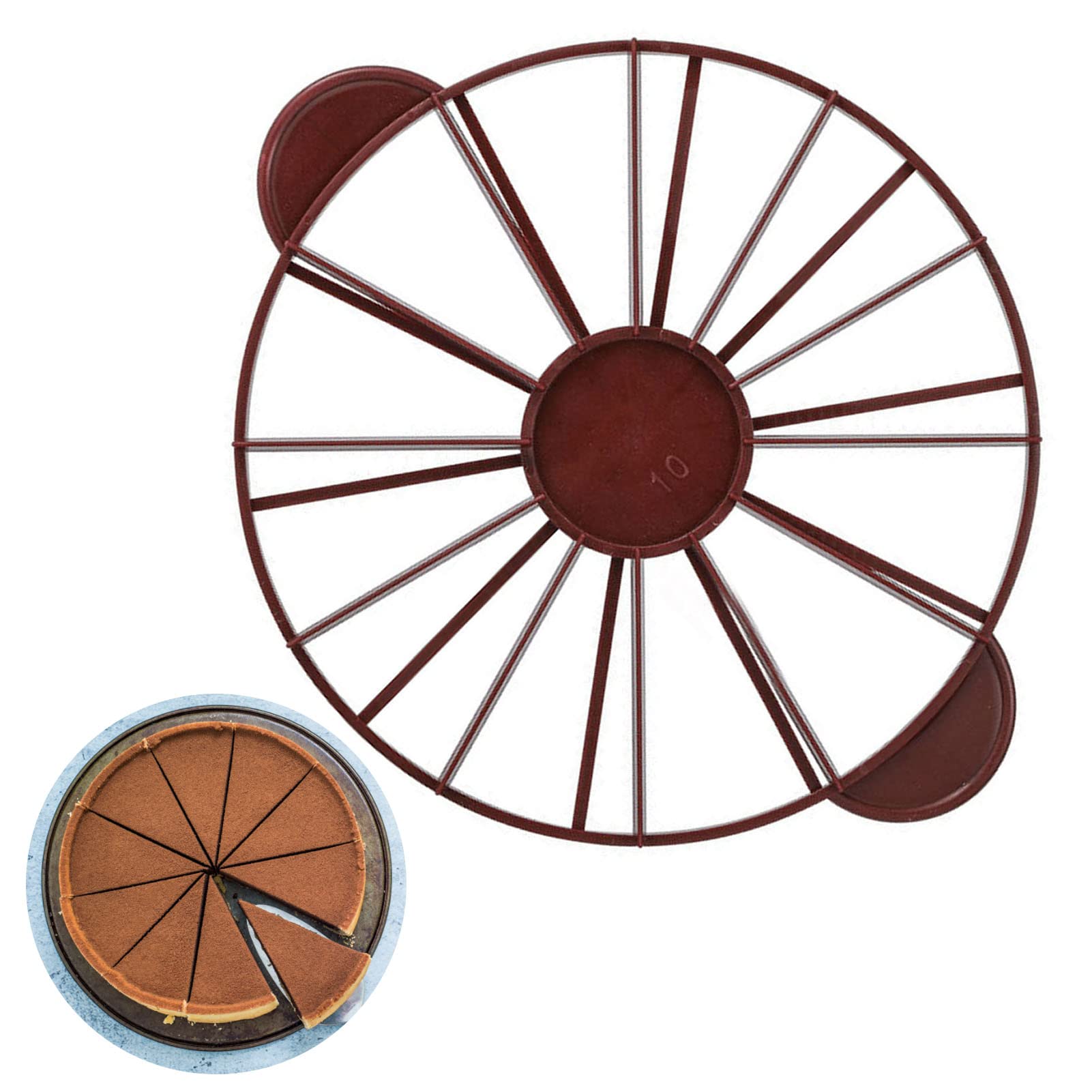 10/12 Piece Round Cake Portion Marker - Equal Bread & Cake Divider for Perfect Even Slices - Baking Tool (Dark Red) - Ideal for Birthday Cakes, Wedding Desserts & Professional Baking