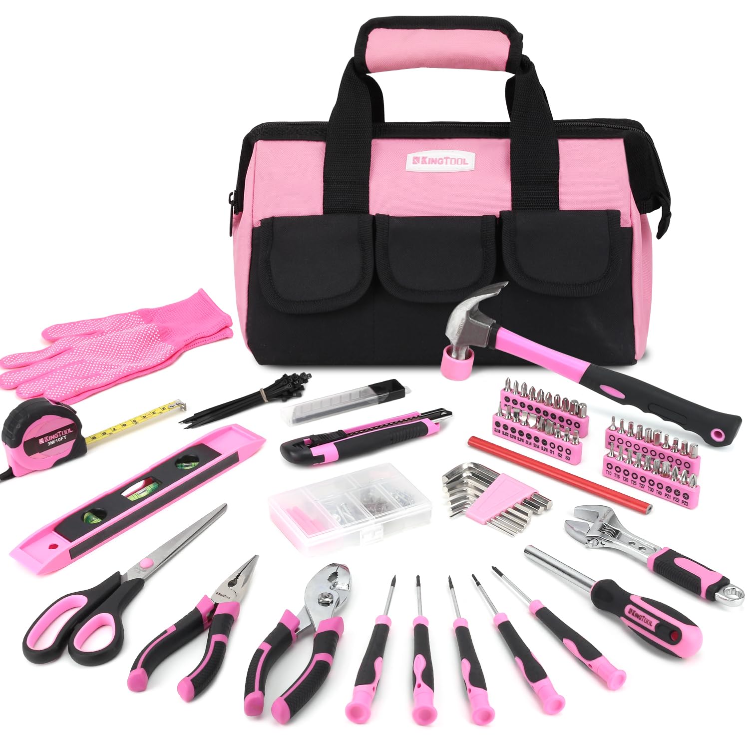 KingTool 275-Piece Pink Tool Set for Women - 12