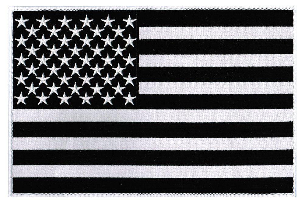 Large American Flag Black Embroidered Patch - USA United States Iron-On Sew-On Applique for Jackets, Hats, Bags & DIY Crafts | Patriotic Military Style Accessory