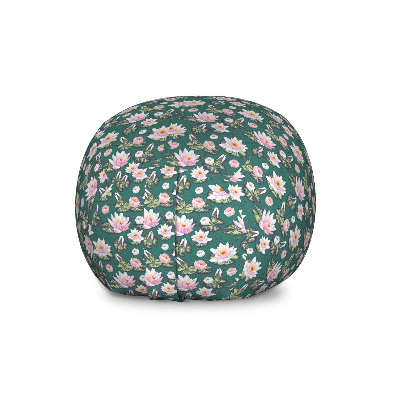 Ambesonne Large Washable Toy Storage Bag Chair - Oriental Style Leaves & Petals Floating on Water Design, Stuffed Animal Organizer in Laurel Green Multicolor | Perfect for Kids' Room, Nursery, Playroom & Home Decor
