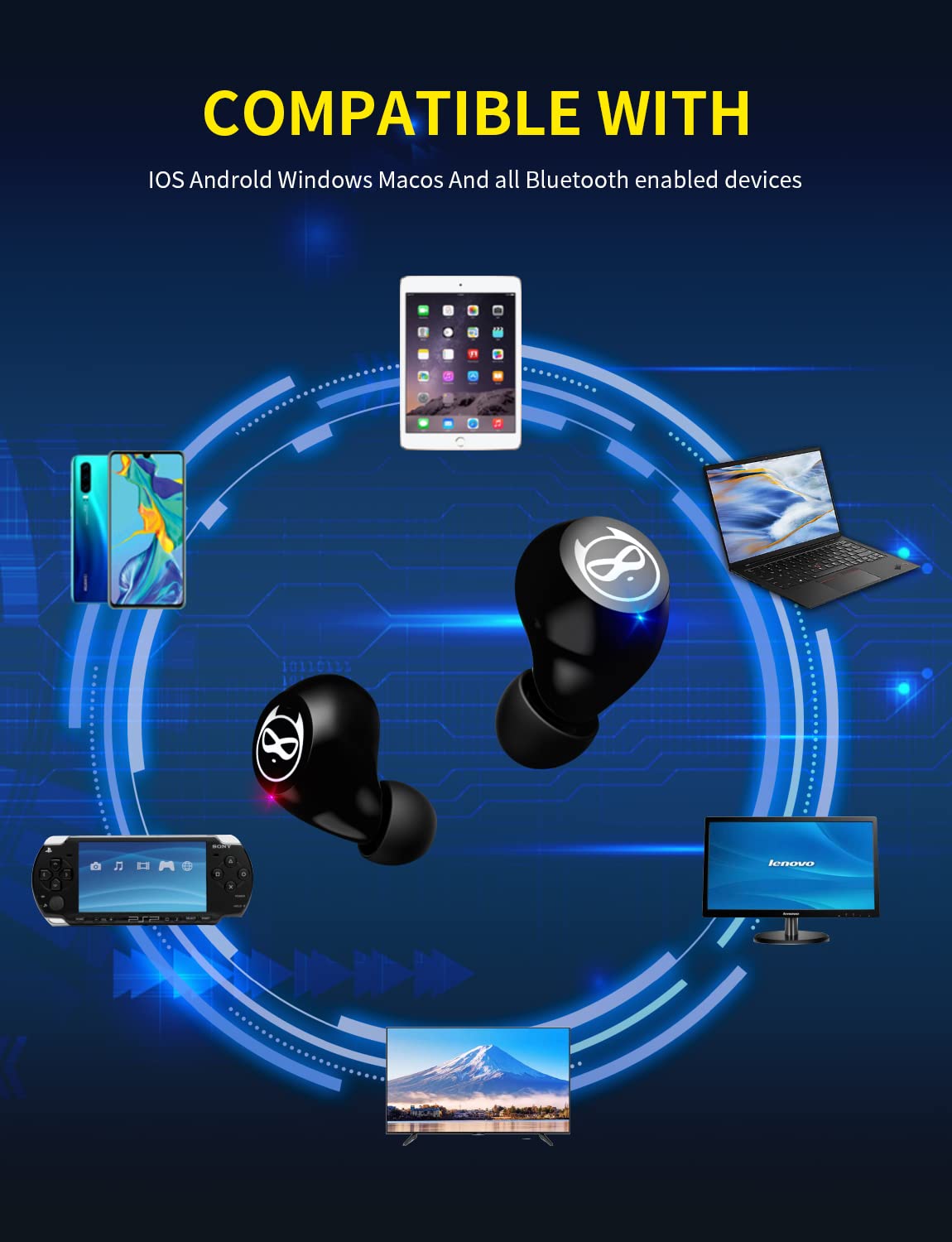 Wireless Bluetooth Earbuds for Kids - Bluetooth 5.1 Waterproof In-Ear Headphones with Mic, Charging Case & Deep Bass - 36H Playtime Touch Control Headset for School, Sports & Travel