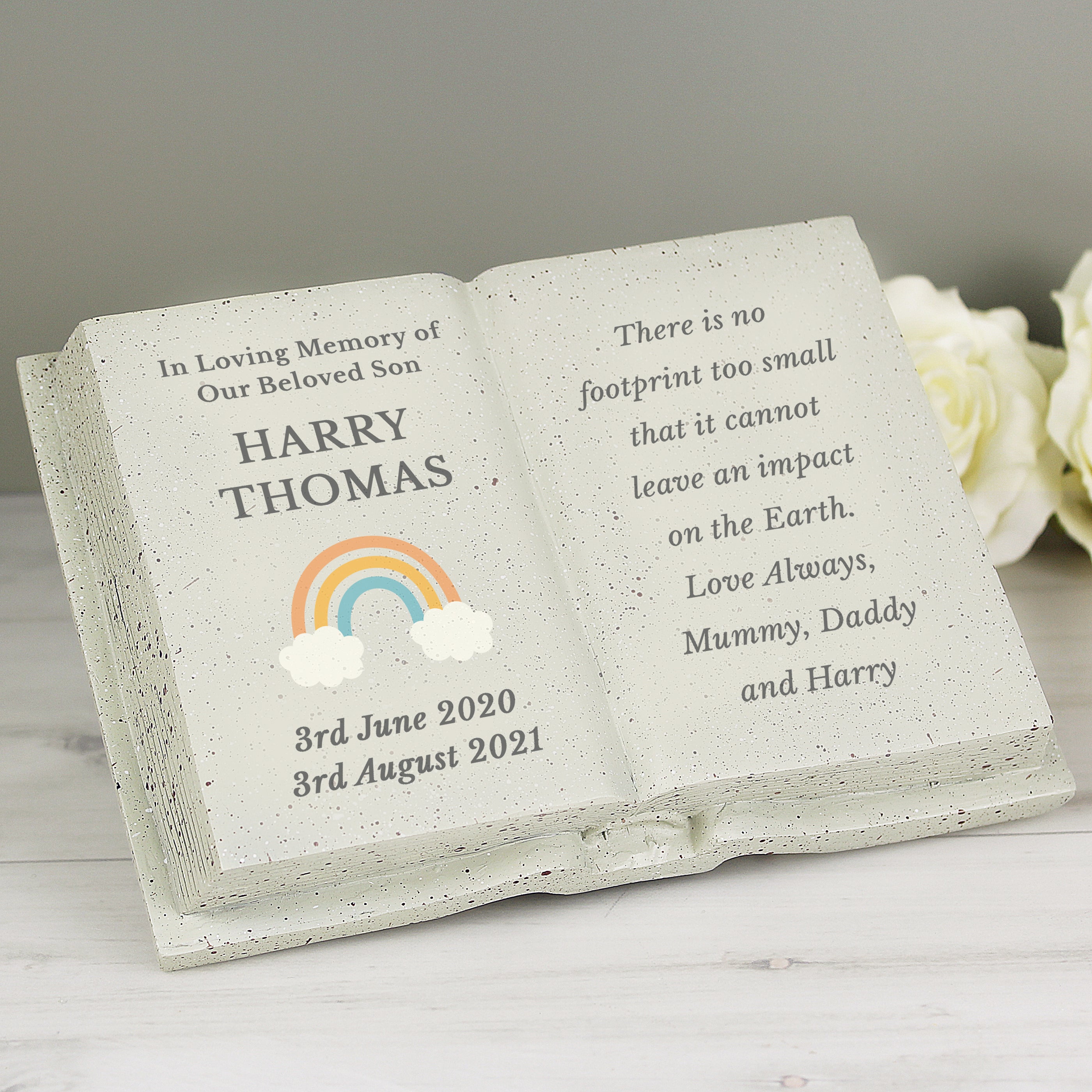 Personalized Rainbow Memorial Book - Custom Keepsake for Loved Ones | Perfect for Remembrance, Funerals & Healing Gifts