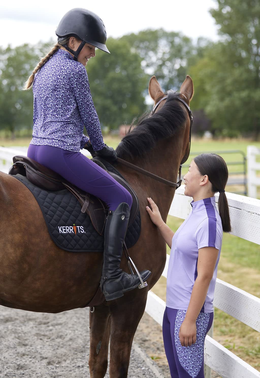 Kerrits Kids Ice Fil Full Seat Horse Riding Tech Tights - Cooling Breathable Equestrian Leggings with Pockets for Girls & Boys | Summer Riding Lessons, Horse Shows & Stable Activities
