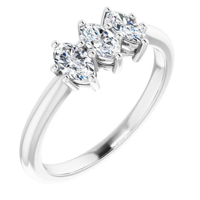 0.75 Carat Oval Cut Diamond Wedding Band - 3 Stone Anniversary Ring for Women - Elegant Bridal Jewelry & Gift for Wife - Perfect for Engagement, Proposal & Special Occasions