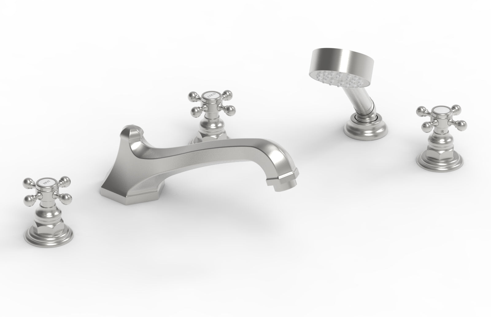 HEX TRADITIONAL Deck Mounted Bathtub Set with Hand Shower - 500 48 - Perfect for Bathroom Renovation & Spa-Like Relaxation at Home