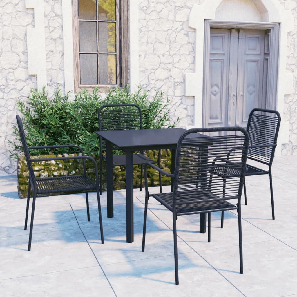vidaXL 5-Piece Patio Dining Set - Outdoor Garden Furniture with Glass Table & Steel Chairs for Balcony, Backyard, Terrace - Perfect for Al Fresco Dining & Entertaining