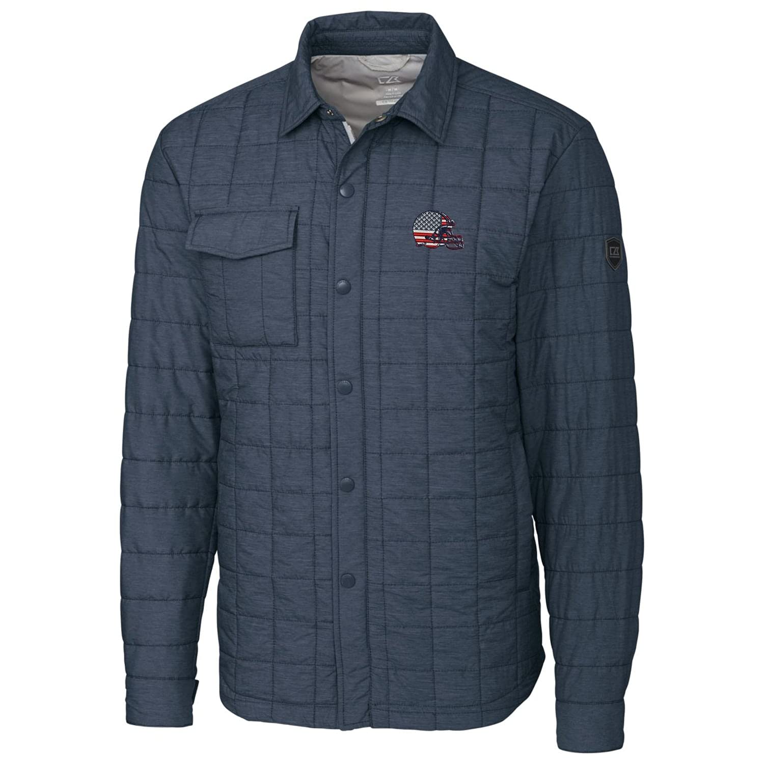 Cutter & Buck Men's NFL Americana Rainier Full-Snap Shirt Jacket - Waterproof Windbreaker for Outdoor Sports & Casual Wear
