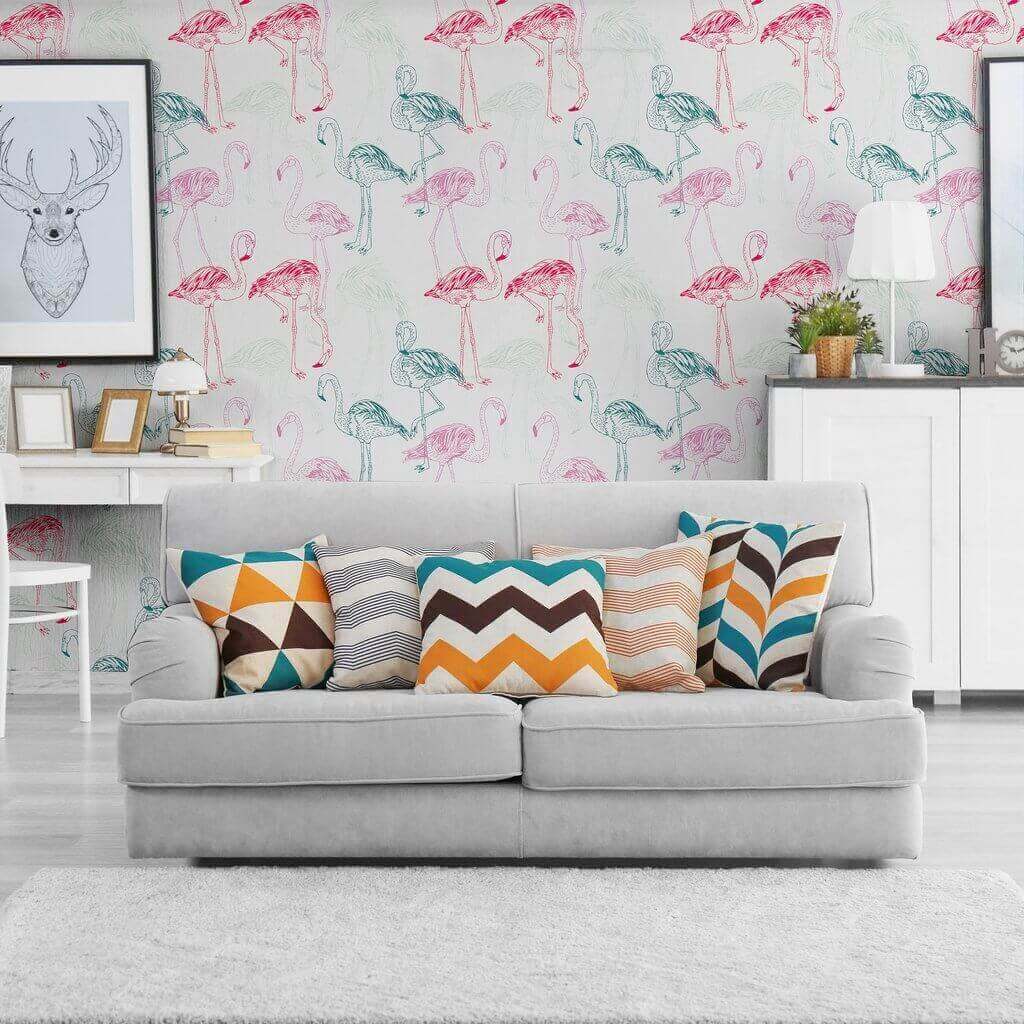 Red and Purple Bird Animal Peel and Stick Removable Wallpaper 0143 - Self-Adhesive Decorative Wall Covering for Nursery, Bedroom, or Living Room Decor