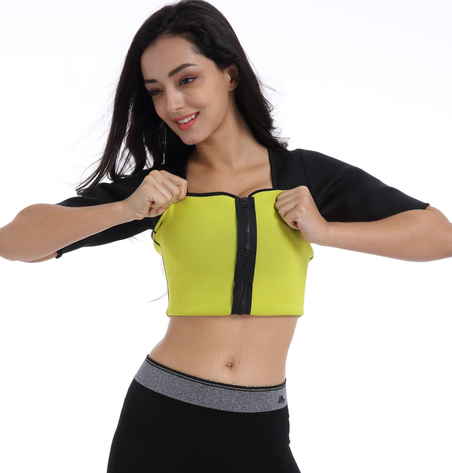 Bakerdani Women's Hot Neoprene T-Shirt - Slimming Shaper Workout Top with Tummy Control for Weight Loss | Sauna Suit & Sweat Enhancer for Gym, Yoga, Running